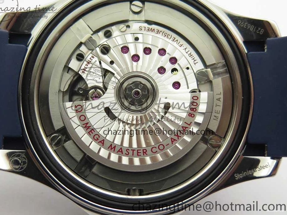 0406 StreetReady 2018 Seamaster Diver 300M VSF 1:1 Best Edition Blue Ceramic Gray Dial on Blue Rubber Strap A8800 V2 (Black Balance Wheel) 7963